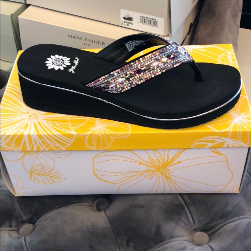 New yellow box sandals